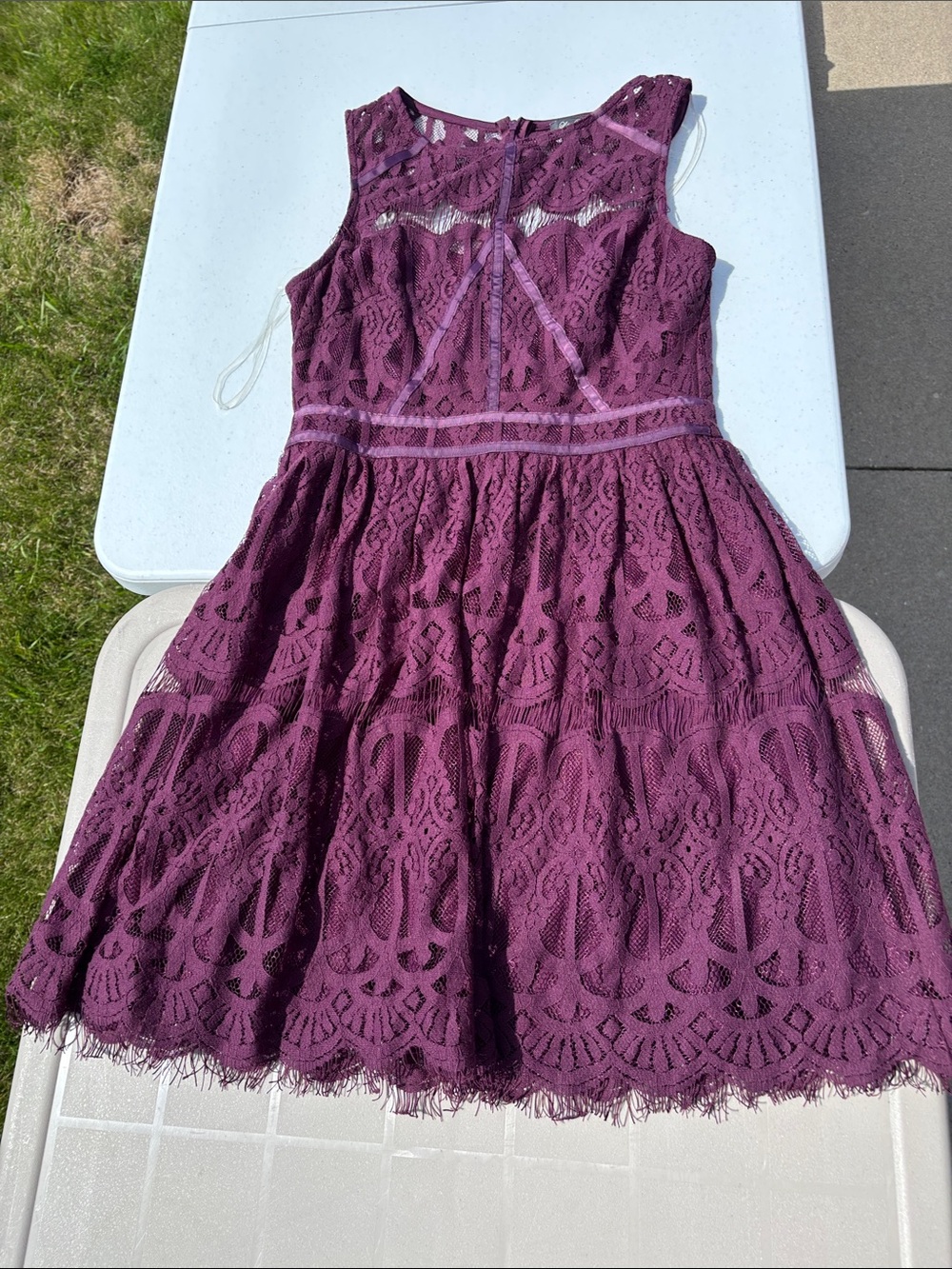 Lily Rose Plum Lace Tiered Formal Dress